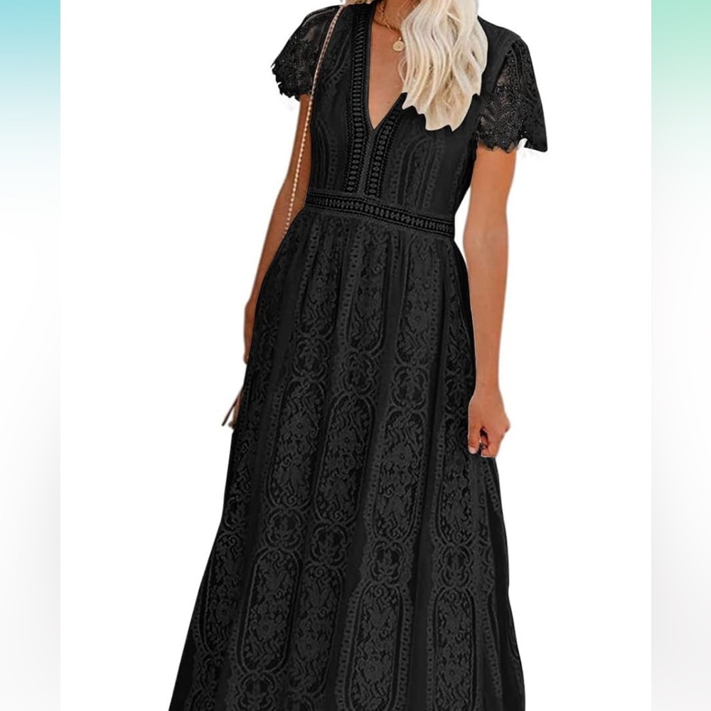 Elegant Black Lace Evening Dress